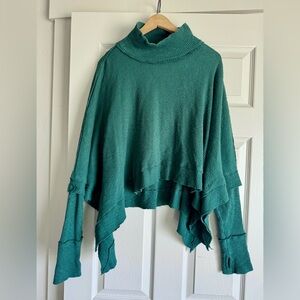 We The Free Teal Poncho Sweater